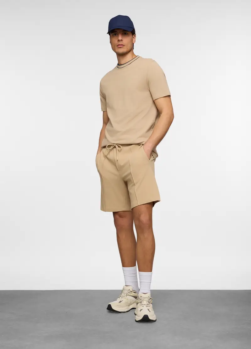 Bermuda In Piquet Di Cotone Uomo, Unisex, Marrone chiaro