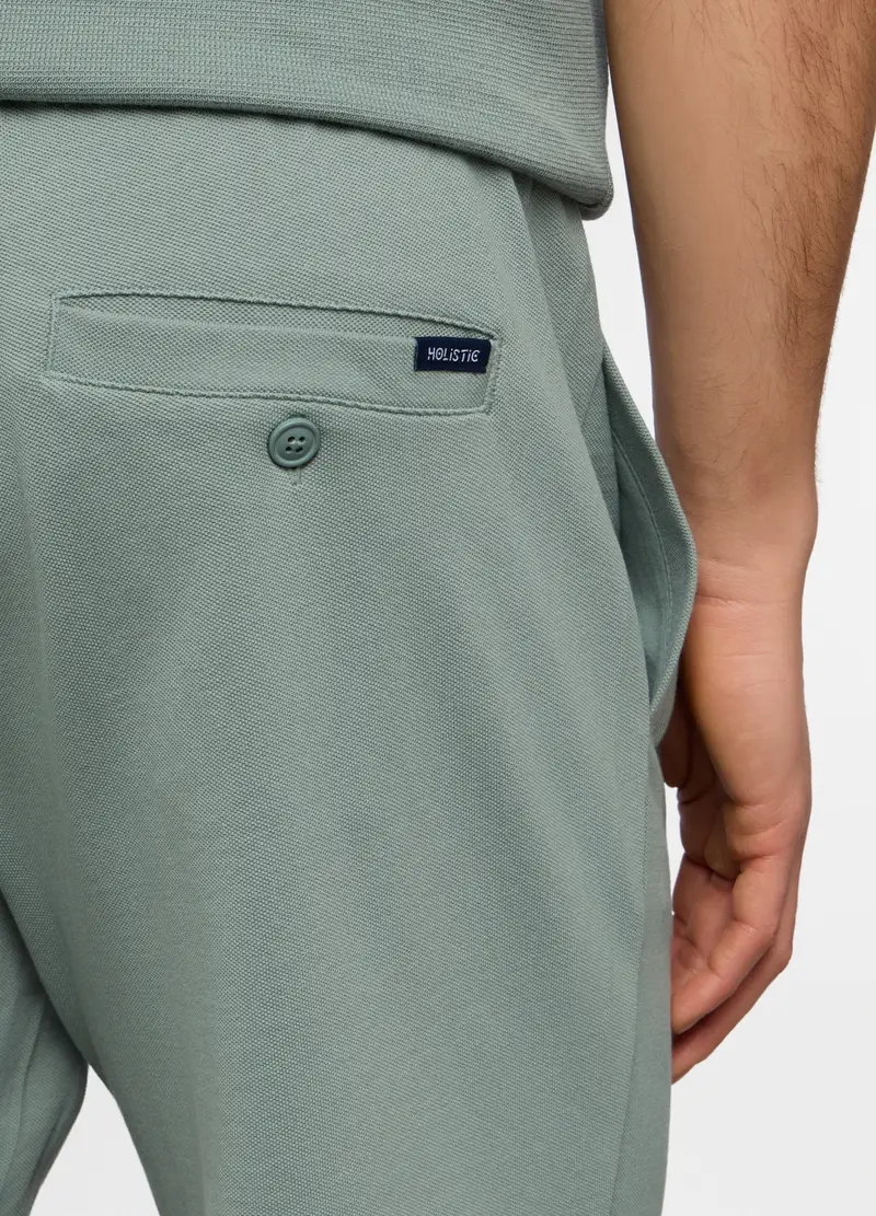 Bermuda In Piquet Di Cotone Uomo, Unisex, Verde salvia miniatura 3