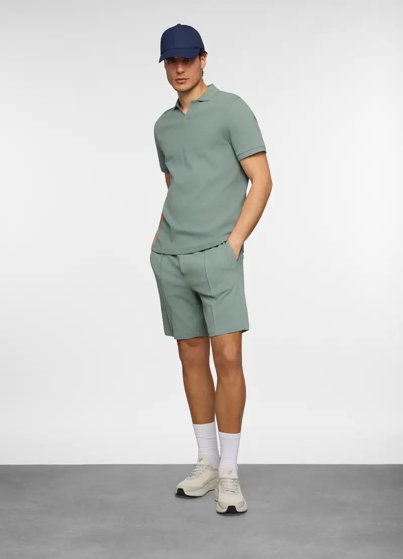 Bermuda In Piquet Di Cotone Uomo, Unisex, Verde salvia