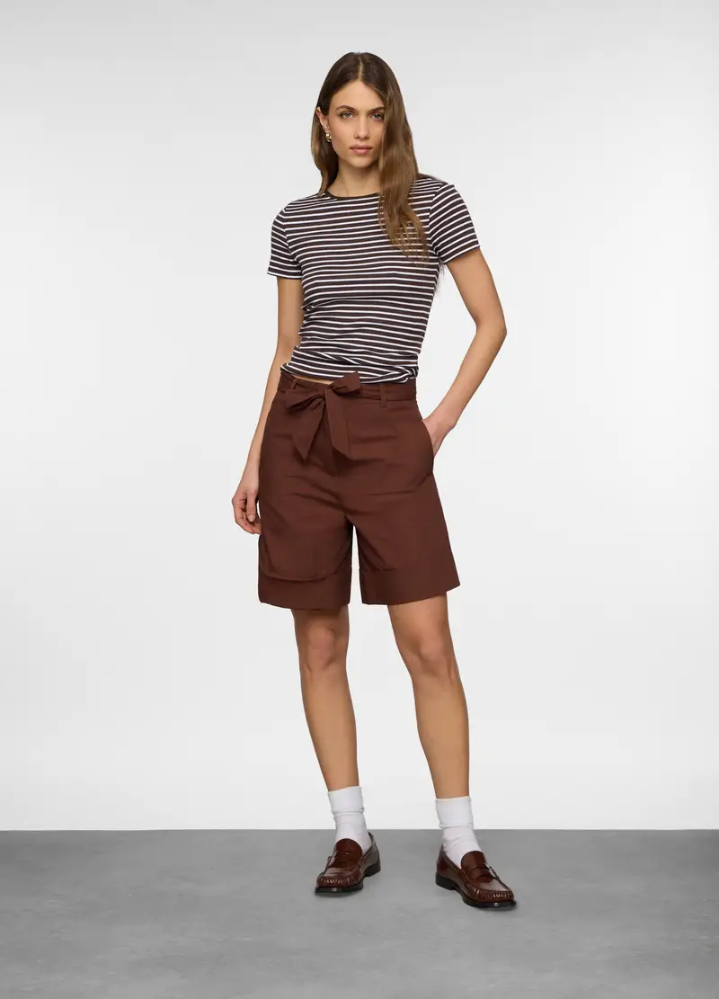 Bermuda In Puro Cotone Donna, Marrone cioccolato