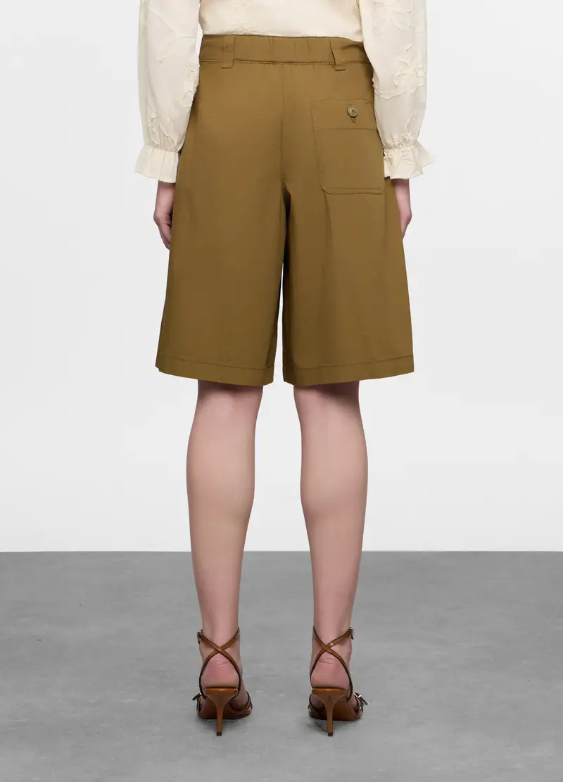 Bermuda Regular Fit In Popeline Di Puro Cotone Donna, Verde militare miniatura 2