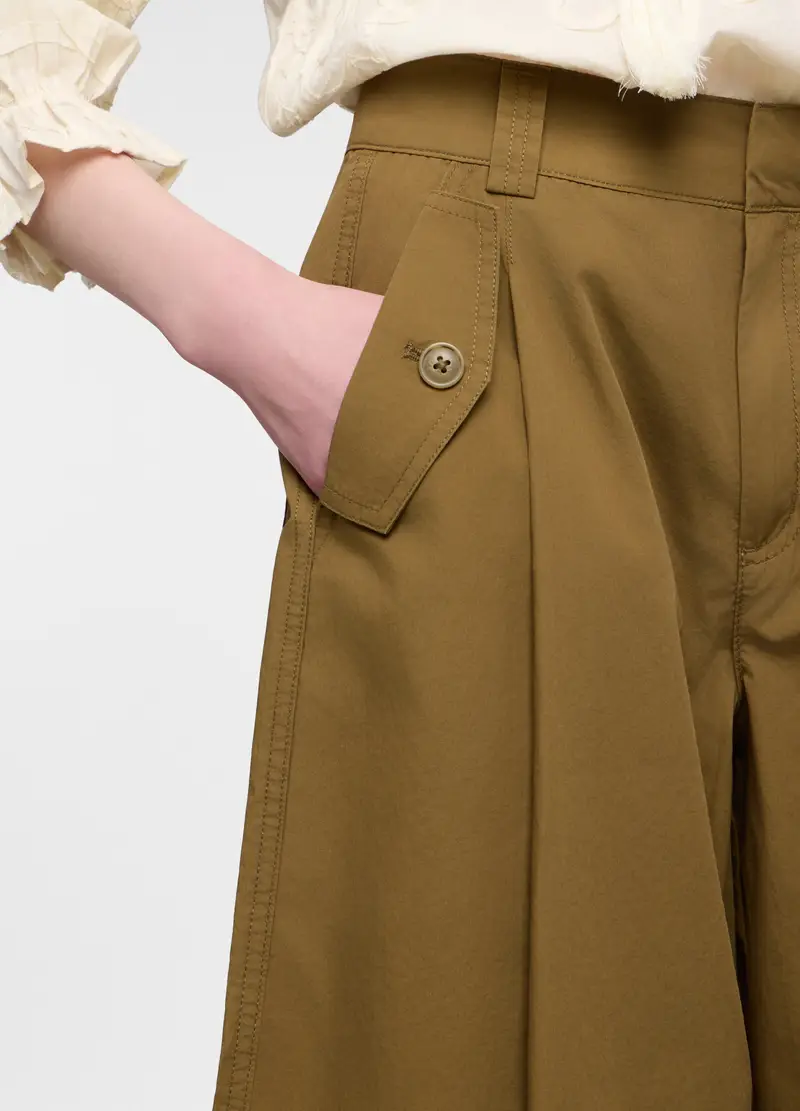 Bermuda Regular Fit In Popeline Di Puro Cotone Donna, Verde militare miniatura 3