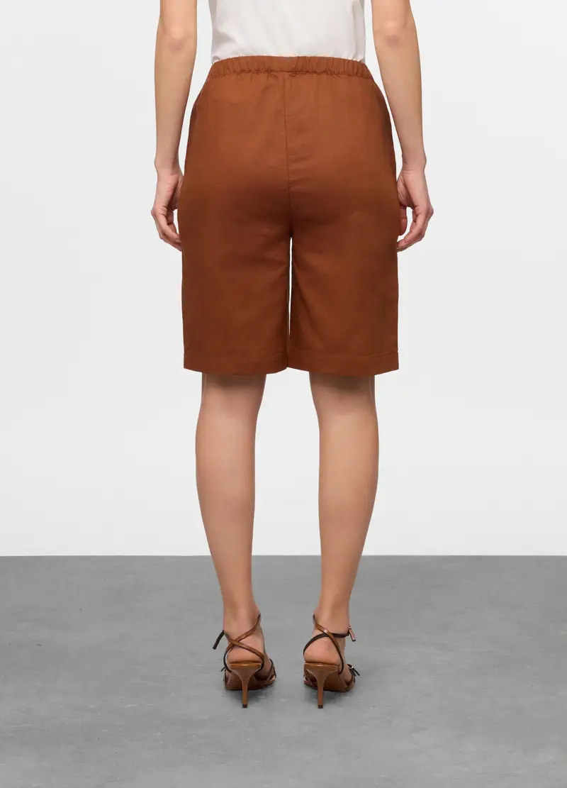 Bermuda Wide Leg Misto Lino Donna, Arancione scuro miniatura 2