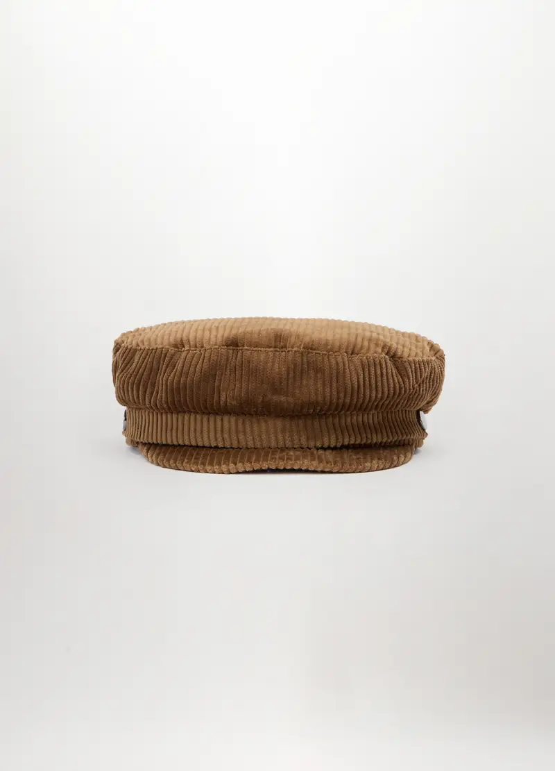 Berretto Baker Boy In Velluto A Coste Donna, Marrone scuro