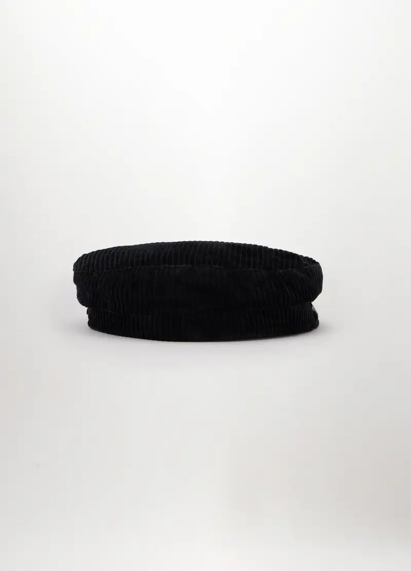 Berretto Baker Boy In Velluto A Coste Donna, Nero miniatura 2