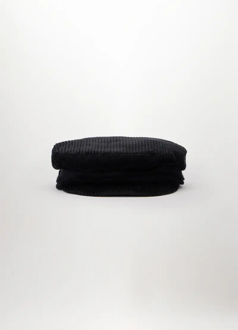 Berretto Baker Boy In Velluto A Coste Donna, Nero