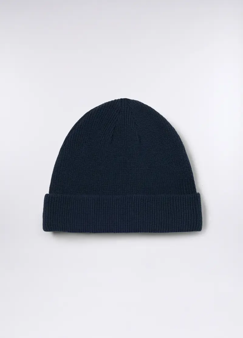 Berretto In Cotone A Coste Uomo, Blu scuro