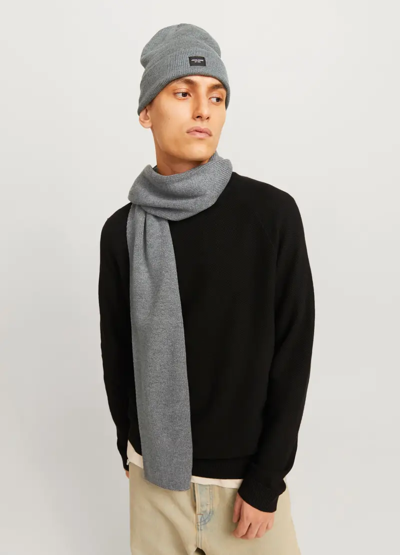 Berretto In Maglia Con Logo Uomo, Unisex, Grigio cemento