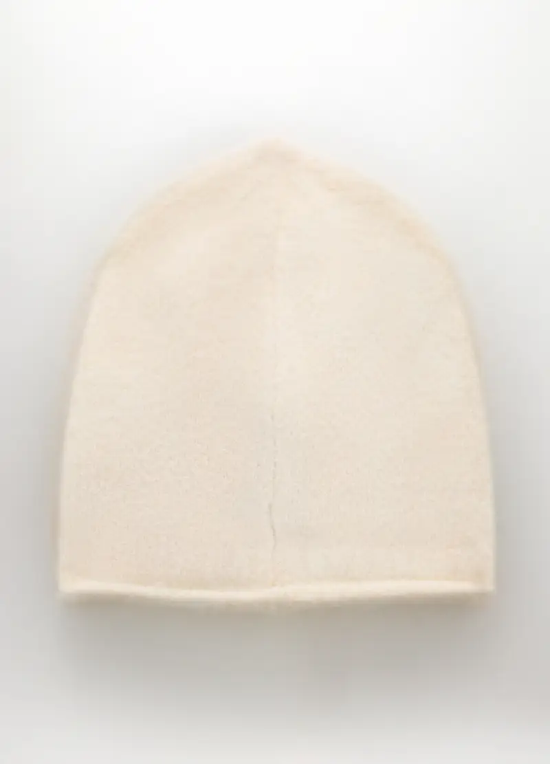 Berretto Tricot Misto Lana Donna, Bianco avorio miniatura 2