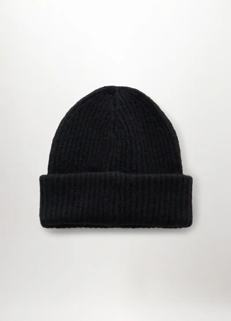 Berretto Tricot Misto Lana Donna, Nero miniatura 2