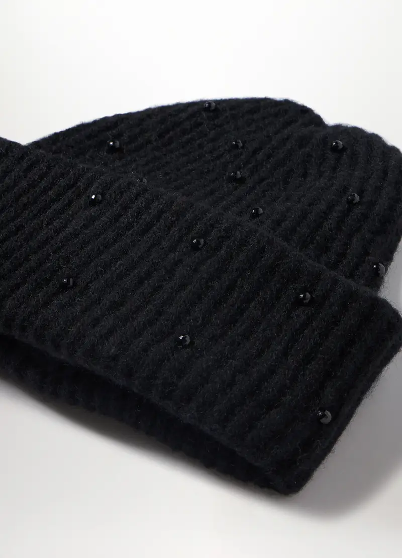 Berretto Tricot Misto Lana Donna, Nero miniatura 3