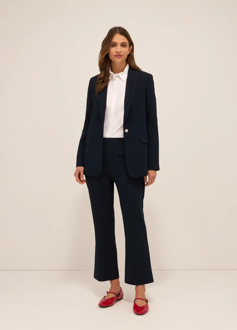 Blazer Con Collo Reverse Donna, Blu navy