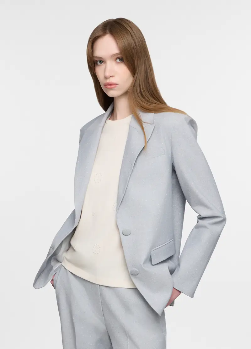 Blazer Con Collo Reverse Donna, Grigio chiaro