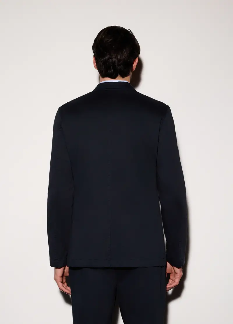 Blazer Destrutturato In Cotone Stretch Uomo, Blu Notte miniatura 2