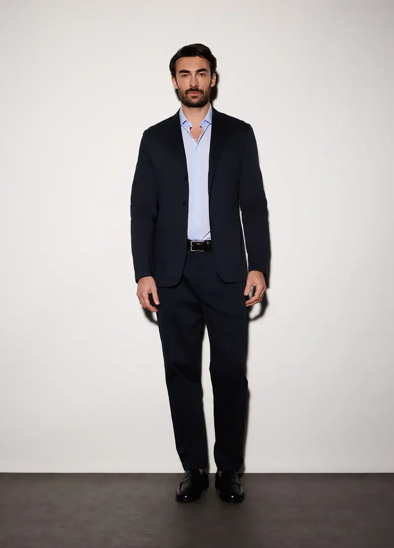 Blazer Destrutturato In Cotone Stretch Uomo, Blu Notte
