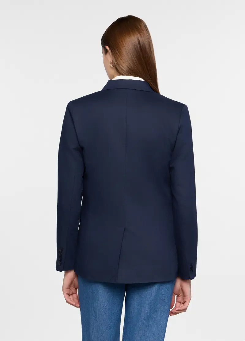 Blazer Doppiopetto Con Collo Revers Donna, Blu navy miniatura 2