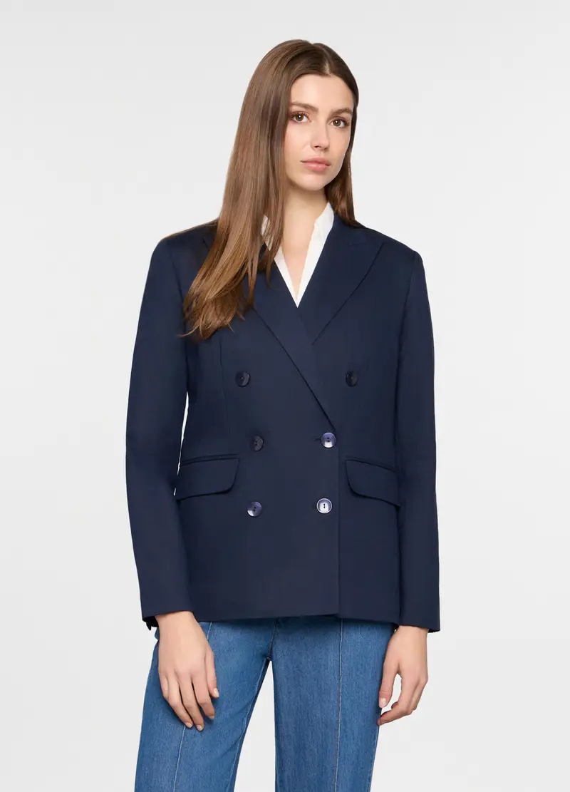 Blazer Doppiopetto Con Collo Revers Donna, Blu navy
