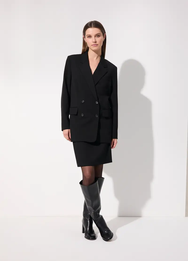Blazer Doppiopetto In Misto Lana Donna, Unisex, Nero