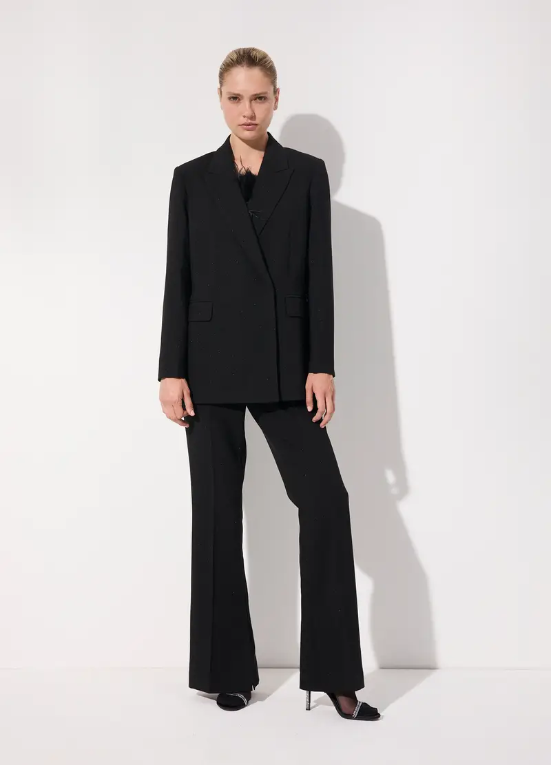 Blazer Doppiopetto In Twill E Filo Lurex Donna, Unisex, Nero