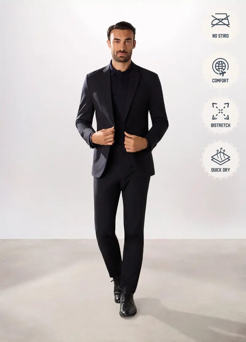 Blazer In Tessuto Stretch Uomo, Nero