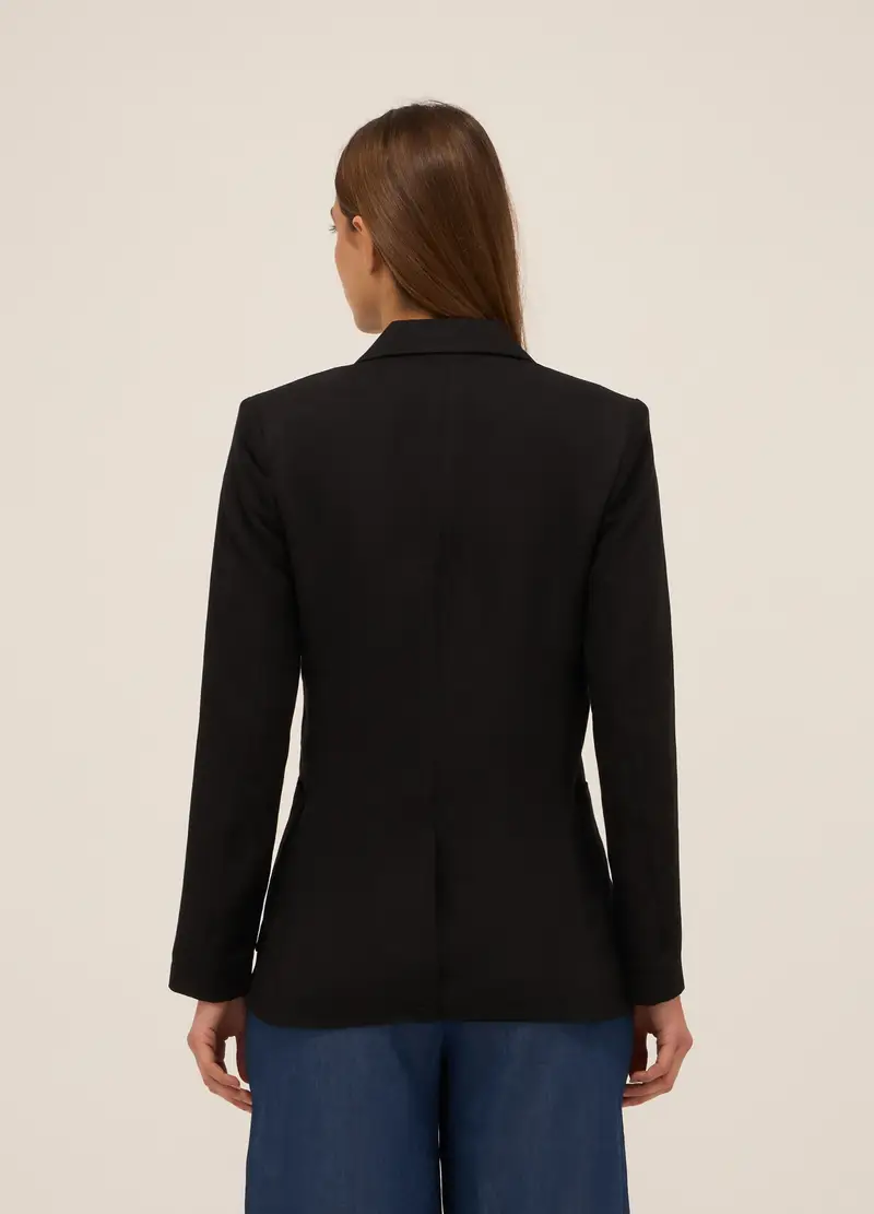 Blazer Misto Viscosa Donna, Nero miniatura 2