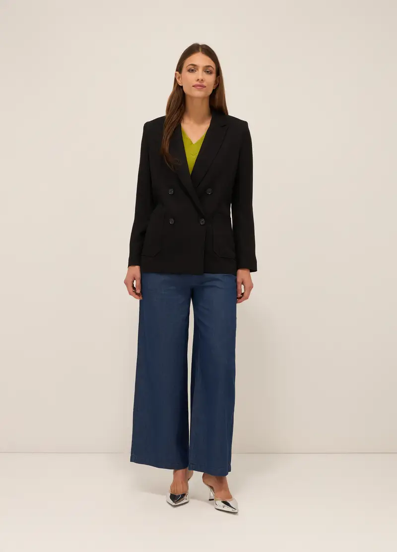 Blazer Misto Viscosa Donna, Nero