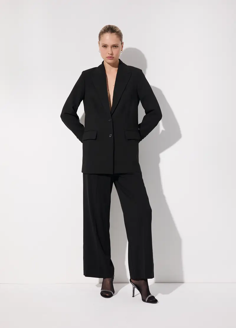 Blazer Monopetto In Misto Viscosa Donna, Unisex, Nero