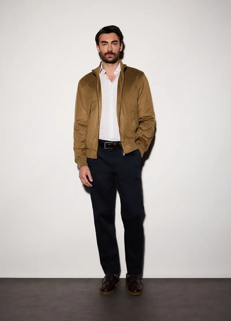 Blouson In Ecopelle Scamosciata Uomo, Marrone antilope