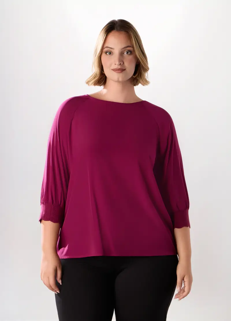 Blusa Con Maniche A 3/4 Donna Curvy, Rosso ravanello