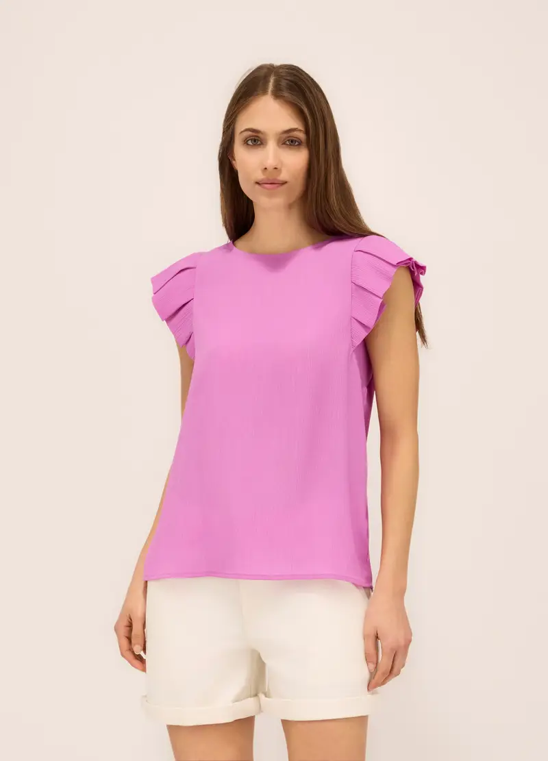 Blusa Con Maniche Ad Aletta Donna, Rosa pastello