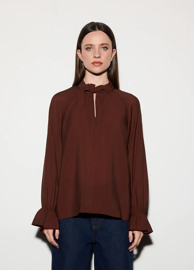 Blusa Con Scollo A Goccia Donna, Unisex, Marrone cioccolato miniatura 2