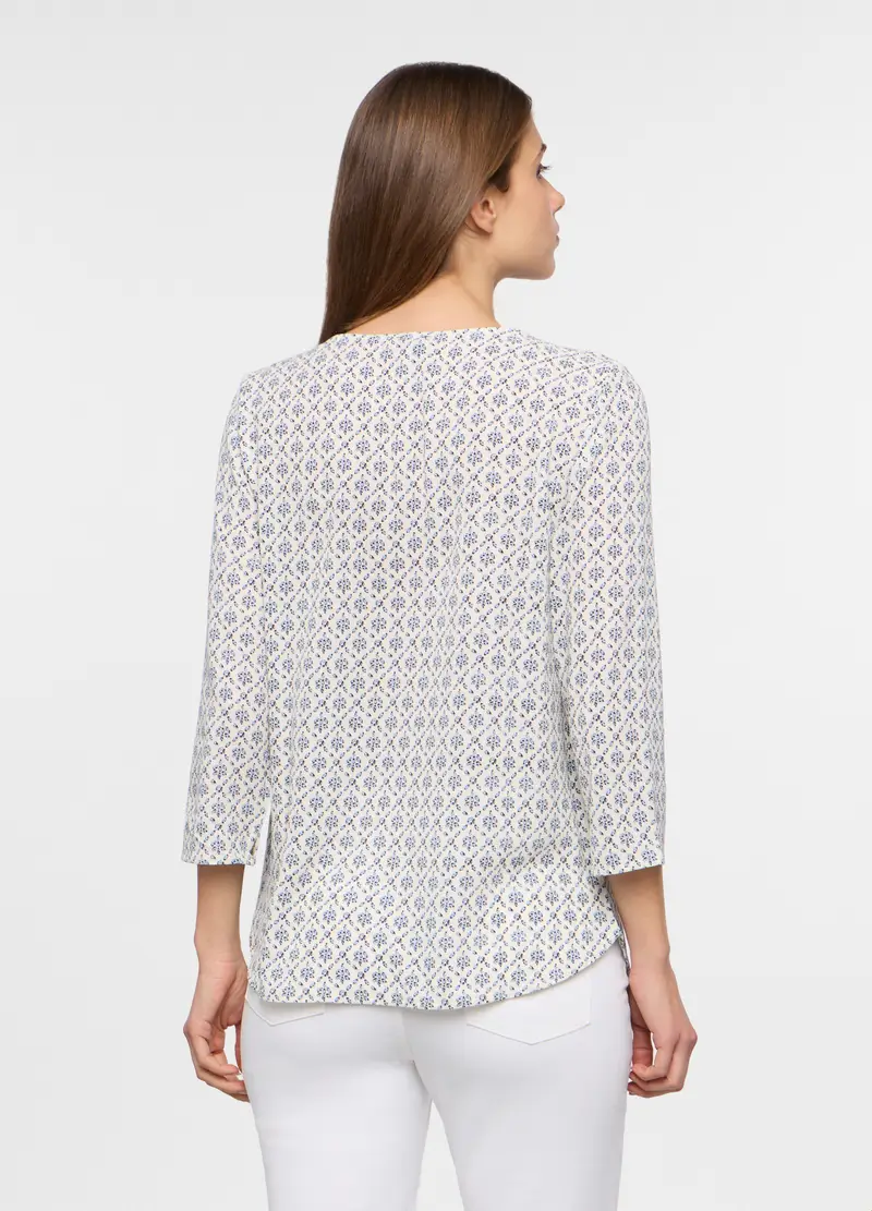 Blusa Con Stampa Donna, Bianco miniatura 2