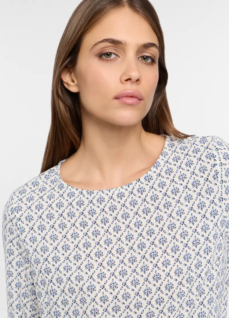 Blusa Con Stampa Donna, Bianco miniatura 3