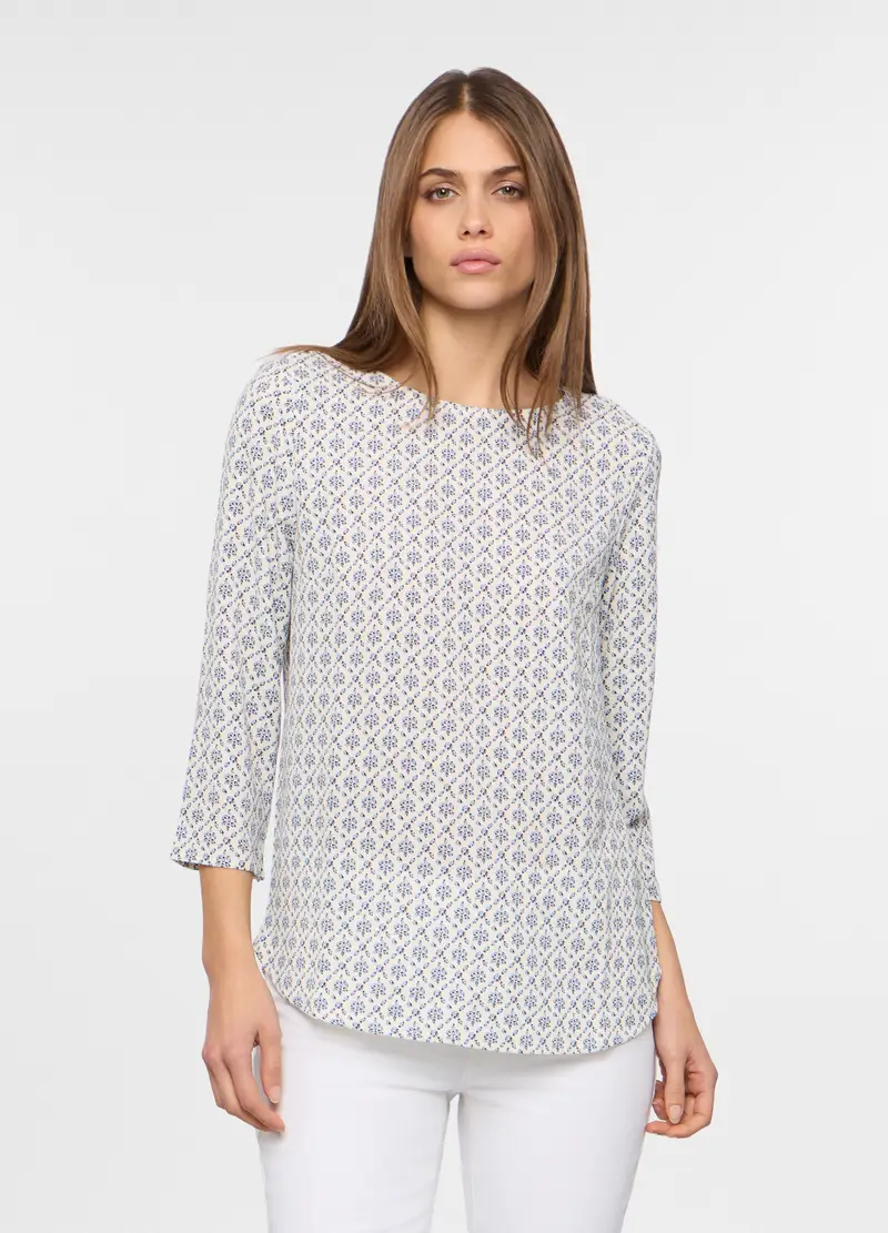 Blusa Con Stampa Donna, Bianco