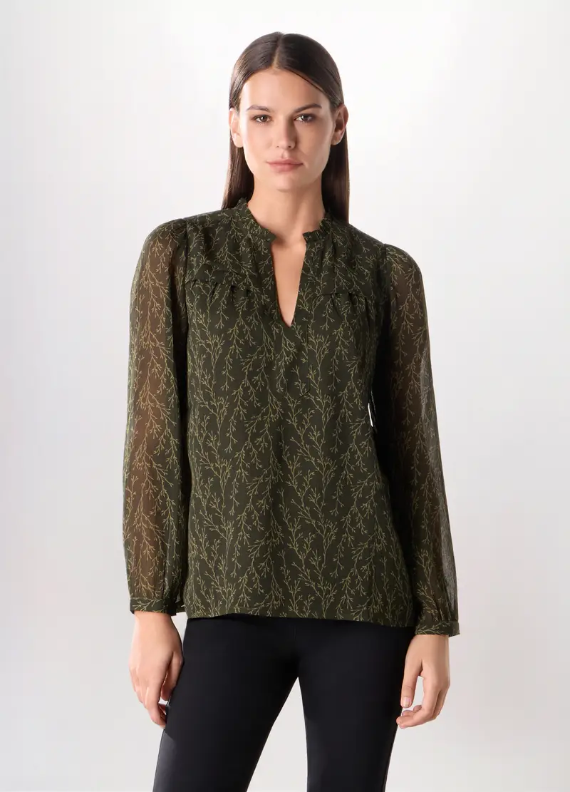 Blusa Con Stampa Donna, Verde foglia