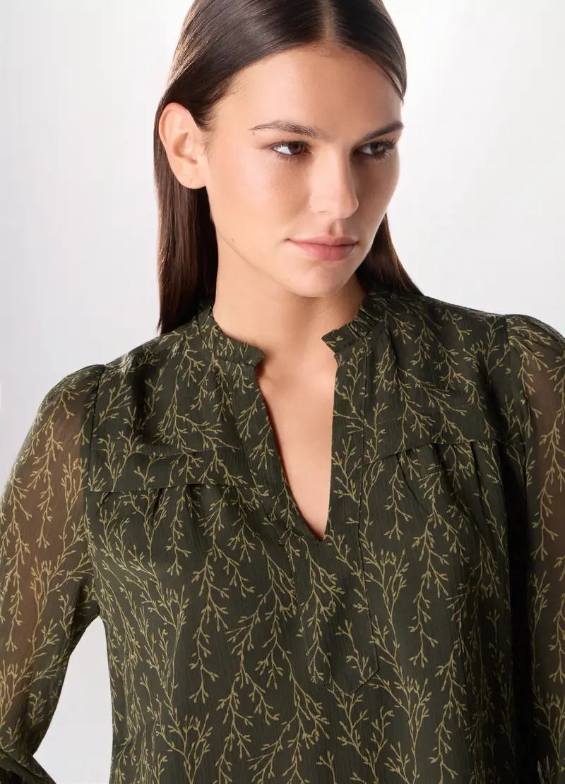 Blusa Con Stampa Donna, Verde foglia miniatura 3