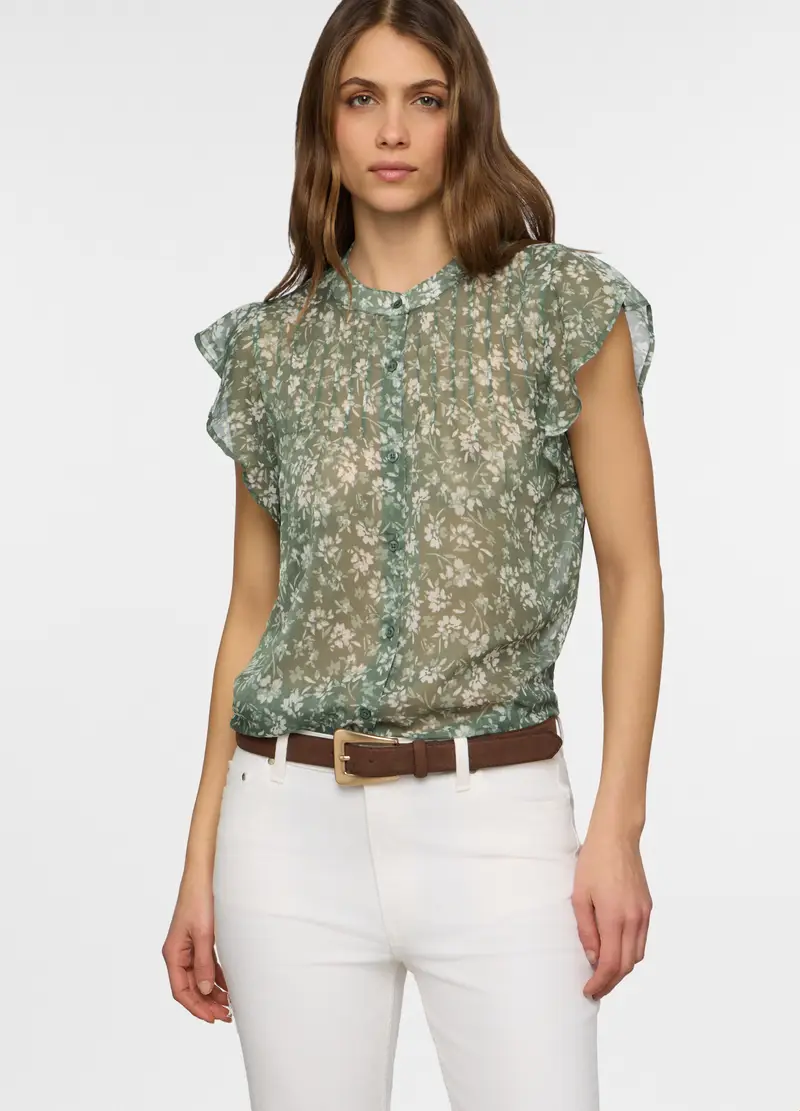 Blusa Floreale Donna, Verde salvia