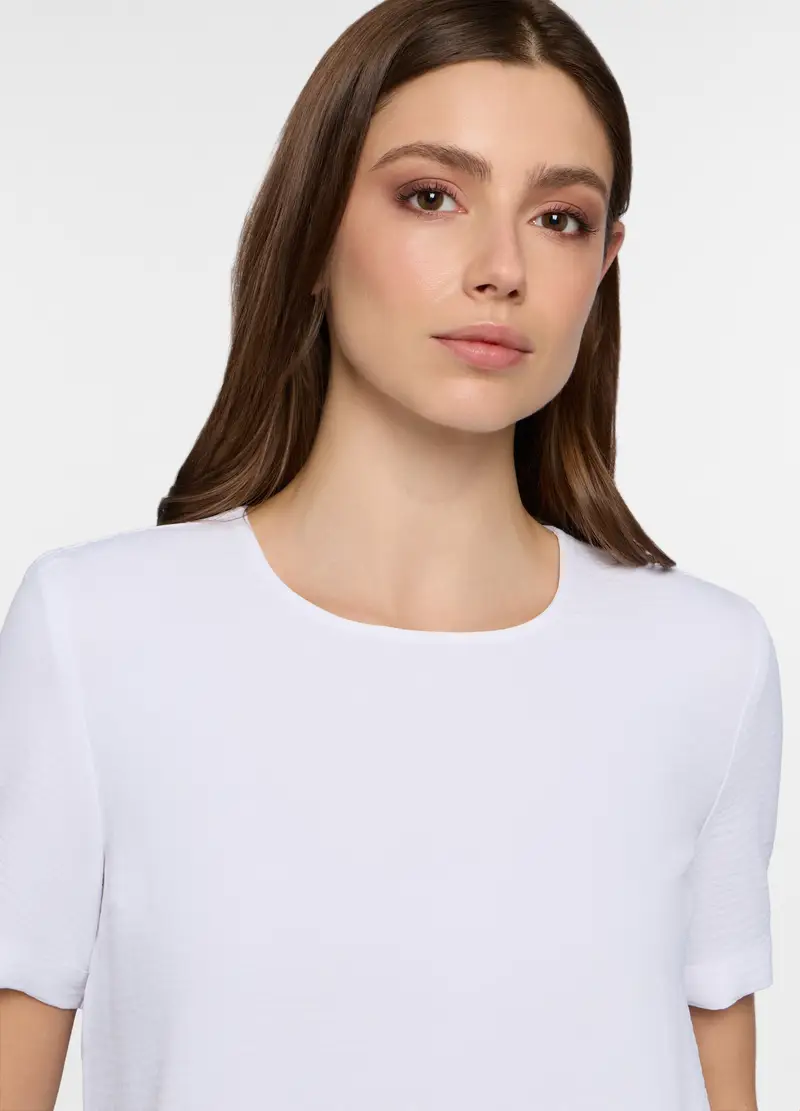 Blusa Girocollo Regular Fit Donna, Bianco gesso miniatura 3