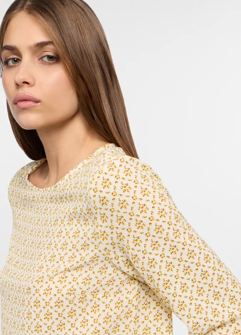 Blusa Girocollo Stretch Donna, Bianco miniatura 3