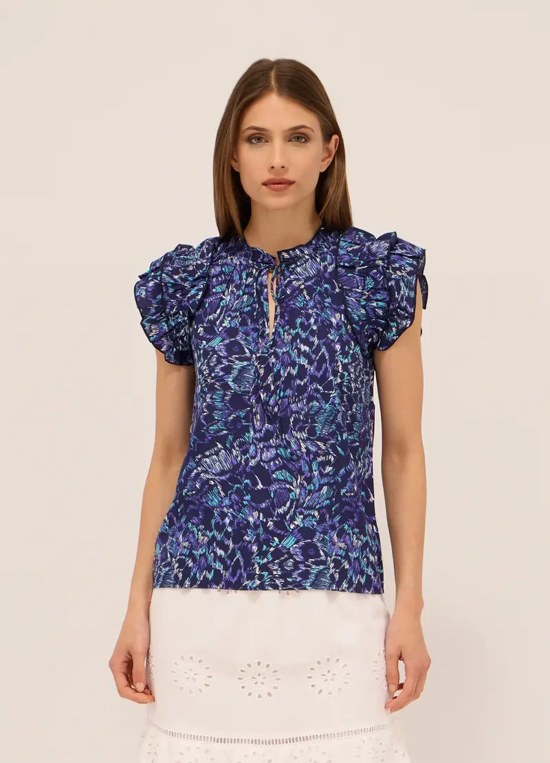 Upim, Blusa In American Crepe Donna, Blu oceano, Taglia: XS