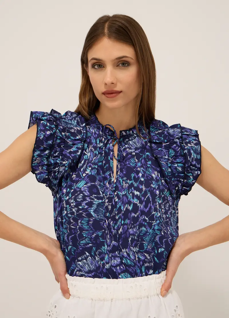 Upim, Blusa In American Crepe Donna, Blu oceano, Taglia: XS miniatura 2