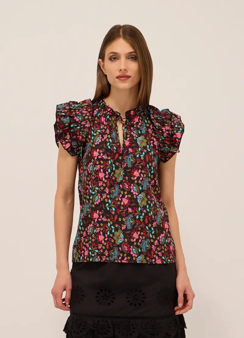 Upim, Blusa In American Crepe Donna, Nero stampa 1, Taglia: XS