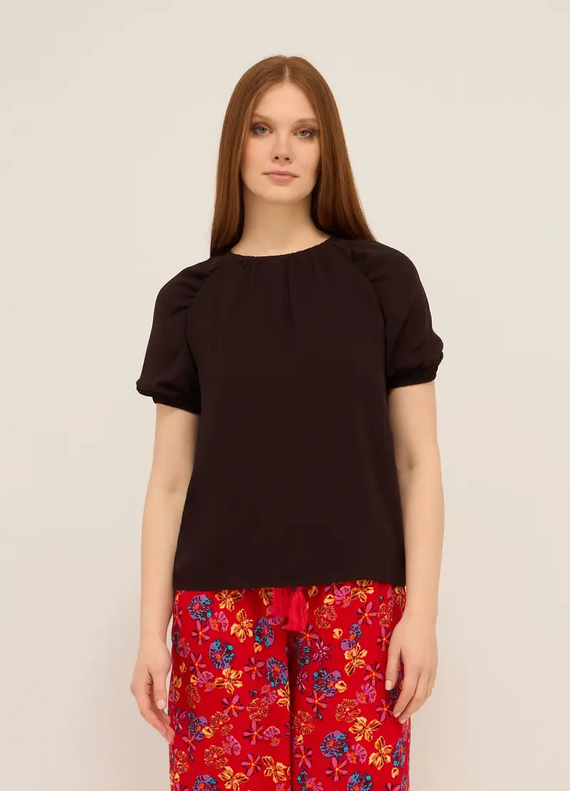 Upim, Blusa In Crepe Donna, Marrone cioccolato, Taglia: XS