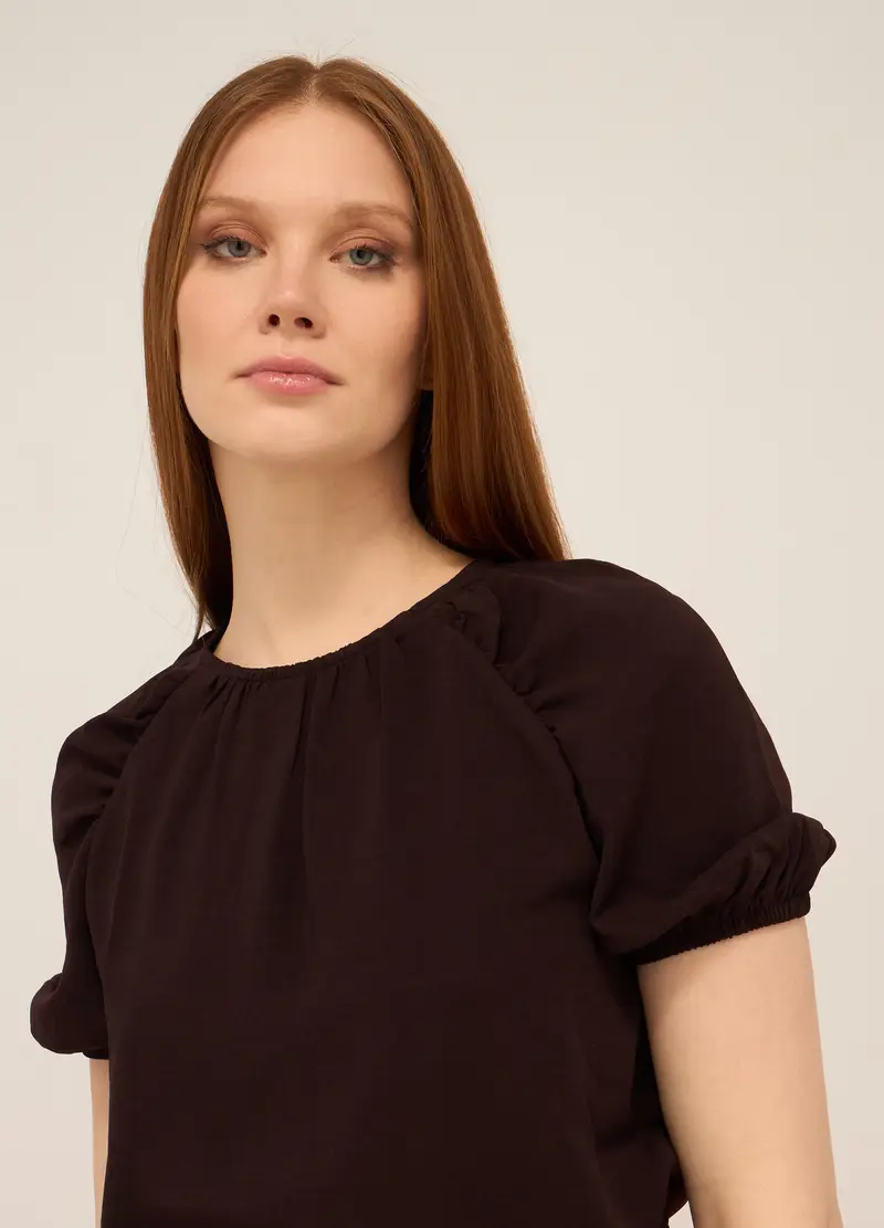 Upim, Blusa In Crepe Donna, Marrone cioccolato, Taglia: XS miniatura 2