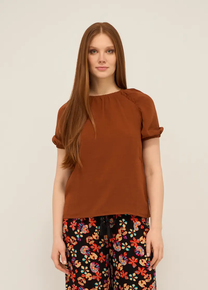 Upim, Blusa In Crepe Donna, Marrone cognac, Taglia: XS