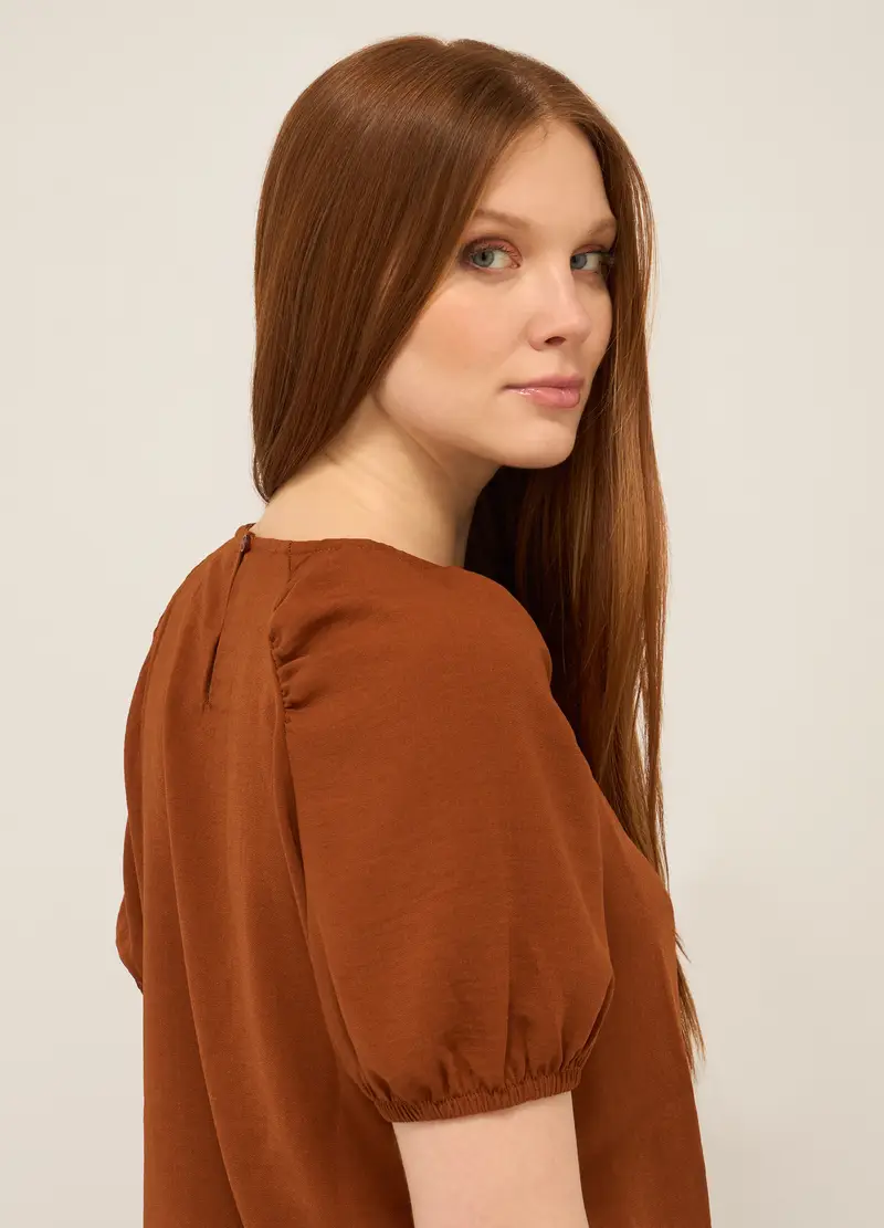 Upim, Blusa In Crepe Donna, Marrone cognac, Taglia: XS miniatura 2