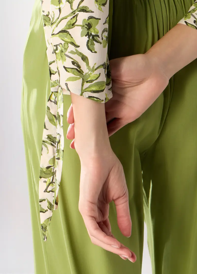 Blusa In Fantasia Floreale Donna, Beige miniatura 3