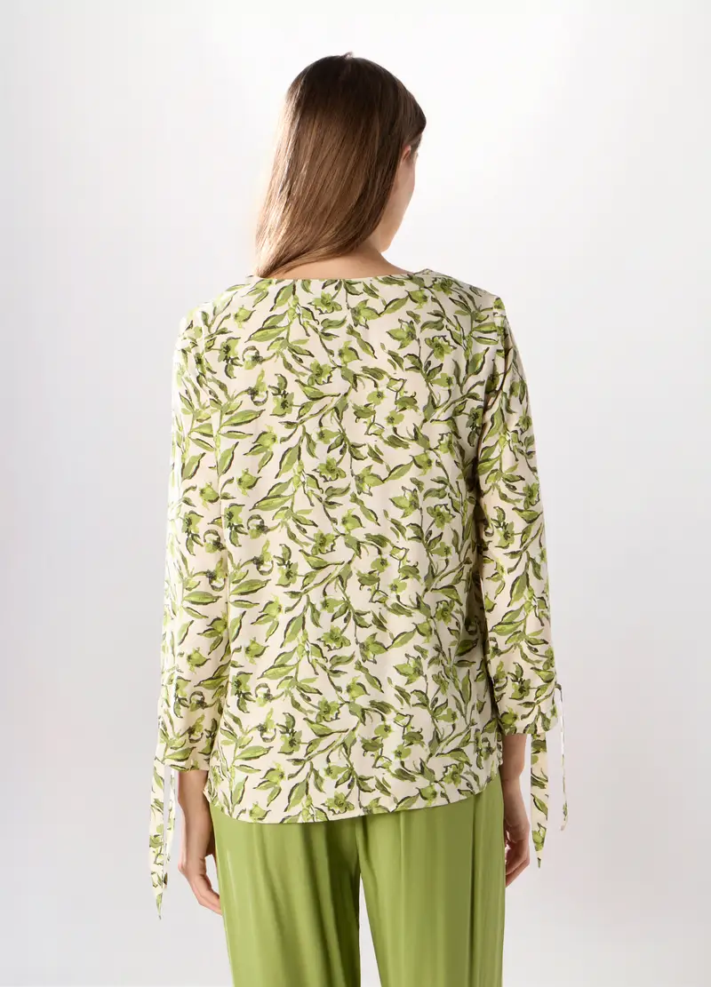 Blusa In Fantasia Floreale Donna, Beige miniatura 2