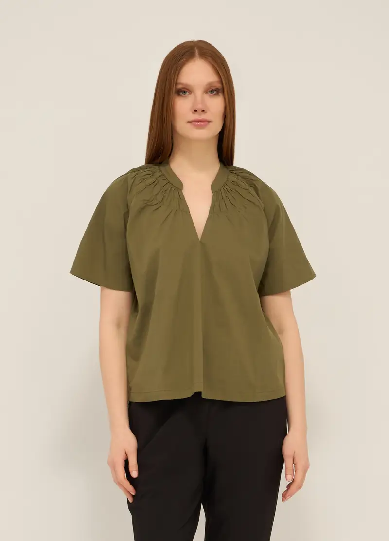 Upim, Blusa In Misto Cotone Donna, Verde oliva, Taglia: XS