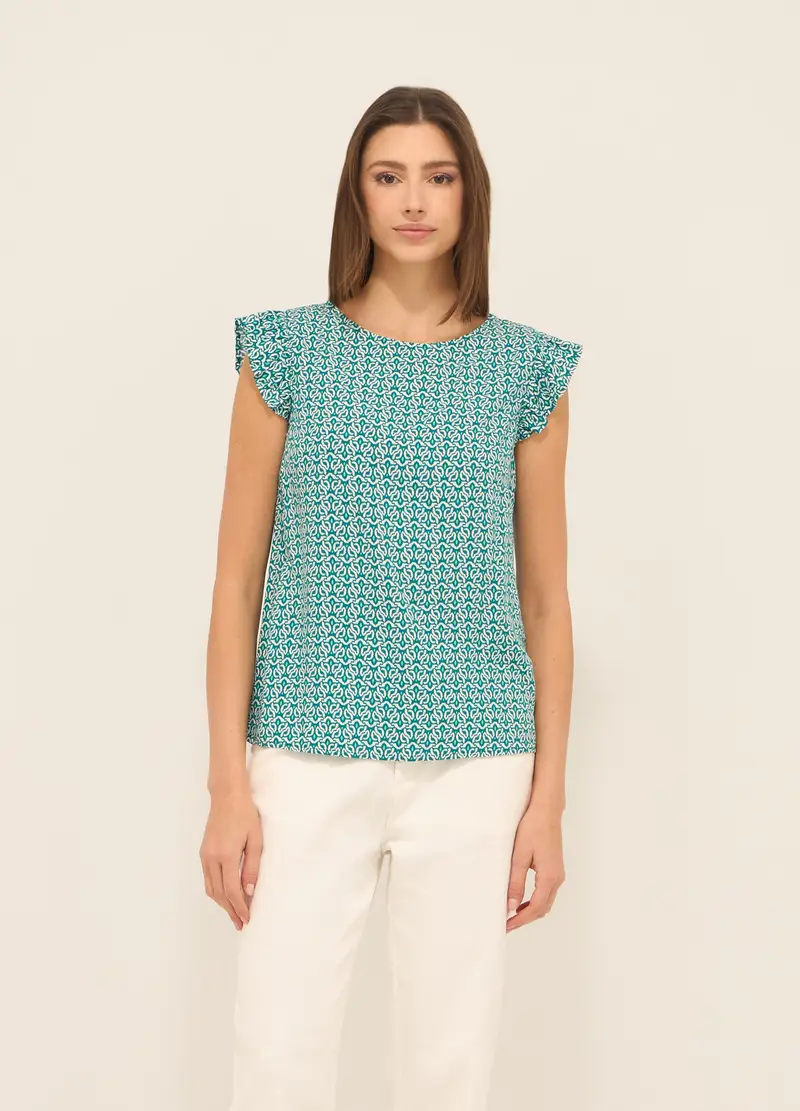 Upim, Blusa In Pura Viscosa Con Stampa Donna, Verde menta, Taglia: S